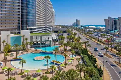 an aerial view of the pool at the mgm resort at Laketown Wharf #2025 in Panama City Beach