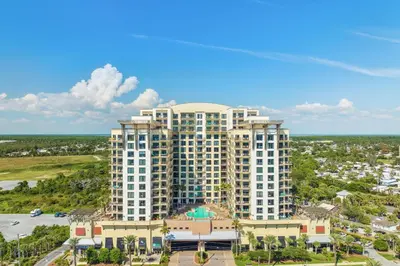 an aerial view of a large apartment building at Origin #1215 in Panama City Beach