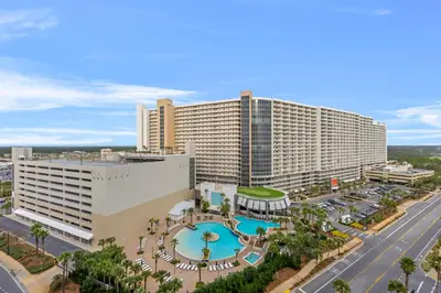 an aerial view of a resort with a pool at Laketown Wharf #1824 in Panama City Beach