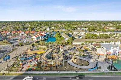 an aerial view of a playground at a water park at Mimi's Beach Bungalow in Panama City Beach
