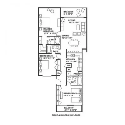 a floor plan of a house at Edgewater Villa 3007 'Anchors Away' in Panama City Beach