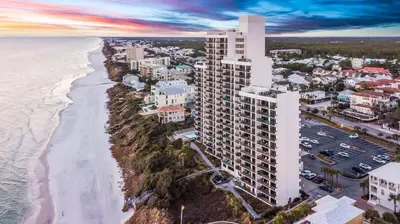 an aerial view of a resort and the beach at One Seagrove Place 1806 in Santa Rosa Beach