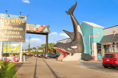 a statue of a shark on the side of a street at Watercrest 1502 - Walkin’ on Sunshine in Panama City Beach