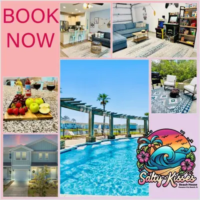 a collage of pictures of a resort at Close to beach, Pier Park, Game Room Theater Room in Panama City Beach