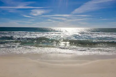 a beach with the ocean and the waves at EPIC Beach House with Private Pool, 175 ft to the BEACH, U Gotta See It! in Panama City Beach