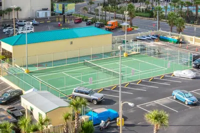 an aerial view of a tennis court in a parking lot at Sunbird Beach Resort #712 East in Panama City Beach