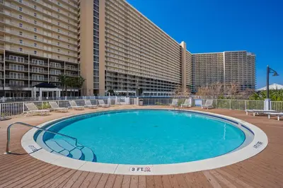 a large swimming pool in front of a building at Laketown Wharf #1931 in Panama City Beach