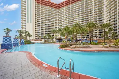 a large swimming pool in front of a large building at Shores Of Panama #1830 in Panama City Beach