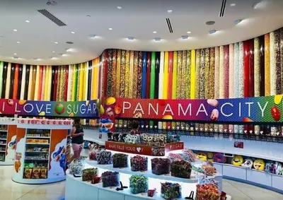 a pamanca store with a colorful curtain in a shopping mall at Grand Panama 1508 in Panama City Beach
