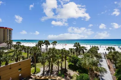 a view of the beach from the balcony of a resort at 1005 Sterling Beach in Panama City Beach