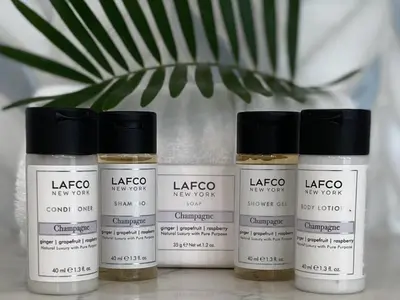 a group of four products sitting on a table at 74 Elysee Court in Inlet Beach