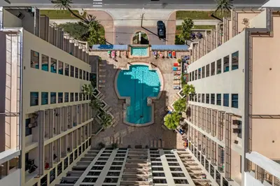 an aerial view of the pool at the resort at Origin 0513 - Studio King - City View with a Great Value by Beach Haven Vacation Rentals in Panama City Beach