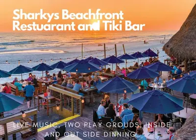 a group of people sitting at a beach bar with umbrellas at Sterling Breeze 1205 by Beach Haven Vacation Rentals in Panama City Beach