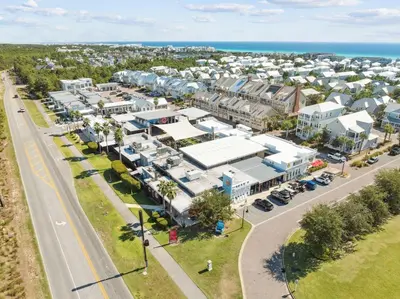an aerial view of a town with a street at 30Yay Home in Inlet Beach