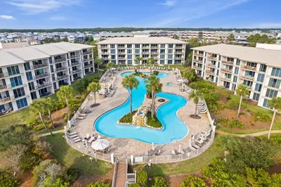 an aerial view of a pool at a resort at HP 34W On the Shore by 30A Escapes in Rosemary Beach