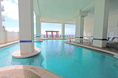 a large swimming pool in a building at Majestic Beach Towers 1-1906 in Panama City Beach