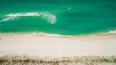 an overhead view of a beach and the ocean at Stay at The Salty Palm! 2BR 15BA Sleeps 7 in Panama City Beach