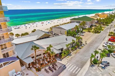 an aerial view of a beach and buildings and the ocean at Emerald Escape 2 - 3 Blocks to Beach in Panama City Beach