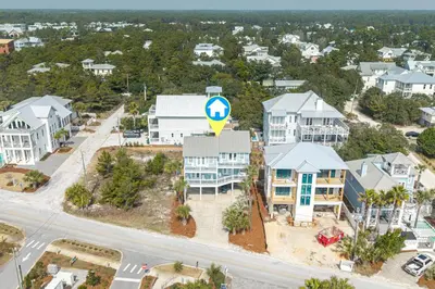 an aerial view of a city with houses at New Kululu EAST - 3 BR Short walk to the beach, heated pool, Sleeps 12 in Santa Rosa Beach