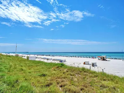 a sandy beach with a view of the ocean at Tidewater 314 NEW in Panama City Beach