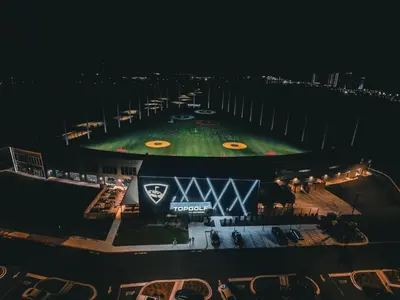 a night view of a frisbee park at night at Klaus House 3 in Panama City Beach