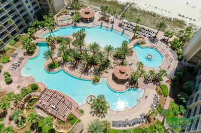 an overhead view of a pool at a resort at Shores of Panama 0801 'Panama Dreamin' in Panama City Beach