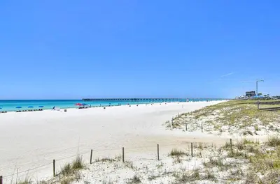 a view of a beach with people in the water at Sterling Reef 802 in Panama City Beach