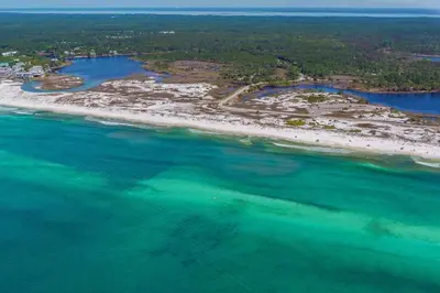 an aerial view of a beach and the ocean at Beachside Villas 732- Southbound Serenity in Santa Rosa Beach