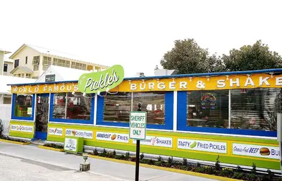 a burger and shake restaurant on the side of a street at Seagrove Bungalow 153 in Santa Rosa Beach
