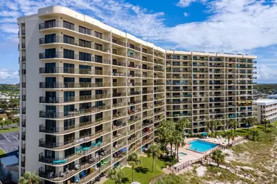 an aerial view of a large apartment building at Commodore 107 (2/2) in Panama City Beach