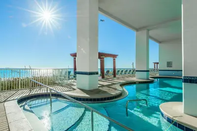 a swimming pool with a view of the beach at Majestic Beach Towers 2-1701 in Panama City Beach