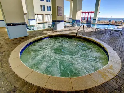 a hot tub in the middle of a building at Majestic Beach Towers I #1111 in Panama City Beach