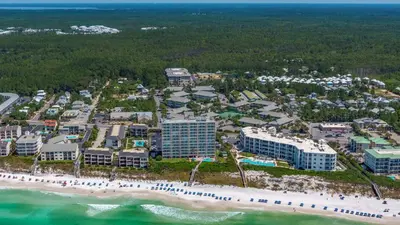 an aerial view of a resort on the beach at Beachcrest 903 in Santa Rosa Beach