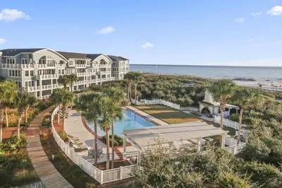 an aerial view of a resort with a swimming pool and the ocean at Amazing Gulf Views 425A WaterSound Crossings 3BR Steps to Beach and Pool! condo in Panama City Beach